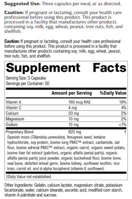 Allerplex supplement facts label